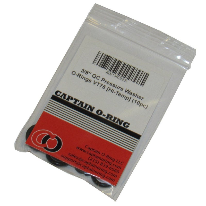 Captain O-Ring - Power Pressure Washer O-Rings for 3/8" Quick Coupler, High Temperature Viton FKM (10 Pack) [1/2" o-Rings to fit 3/8" QC Fittings] - Image 3